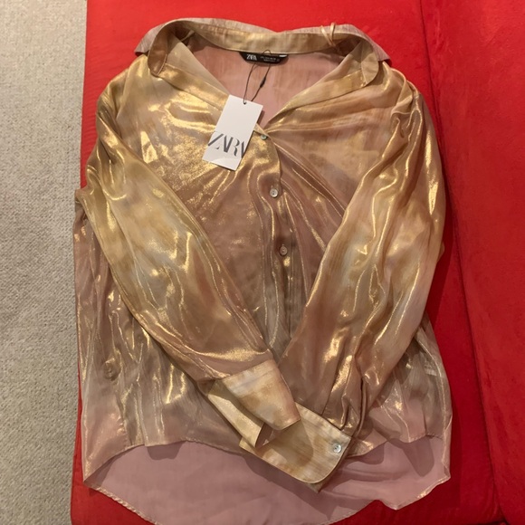 Zara TIE DYE FOIL PRINT SHIRT - Picture 7 of 10